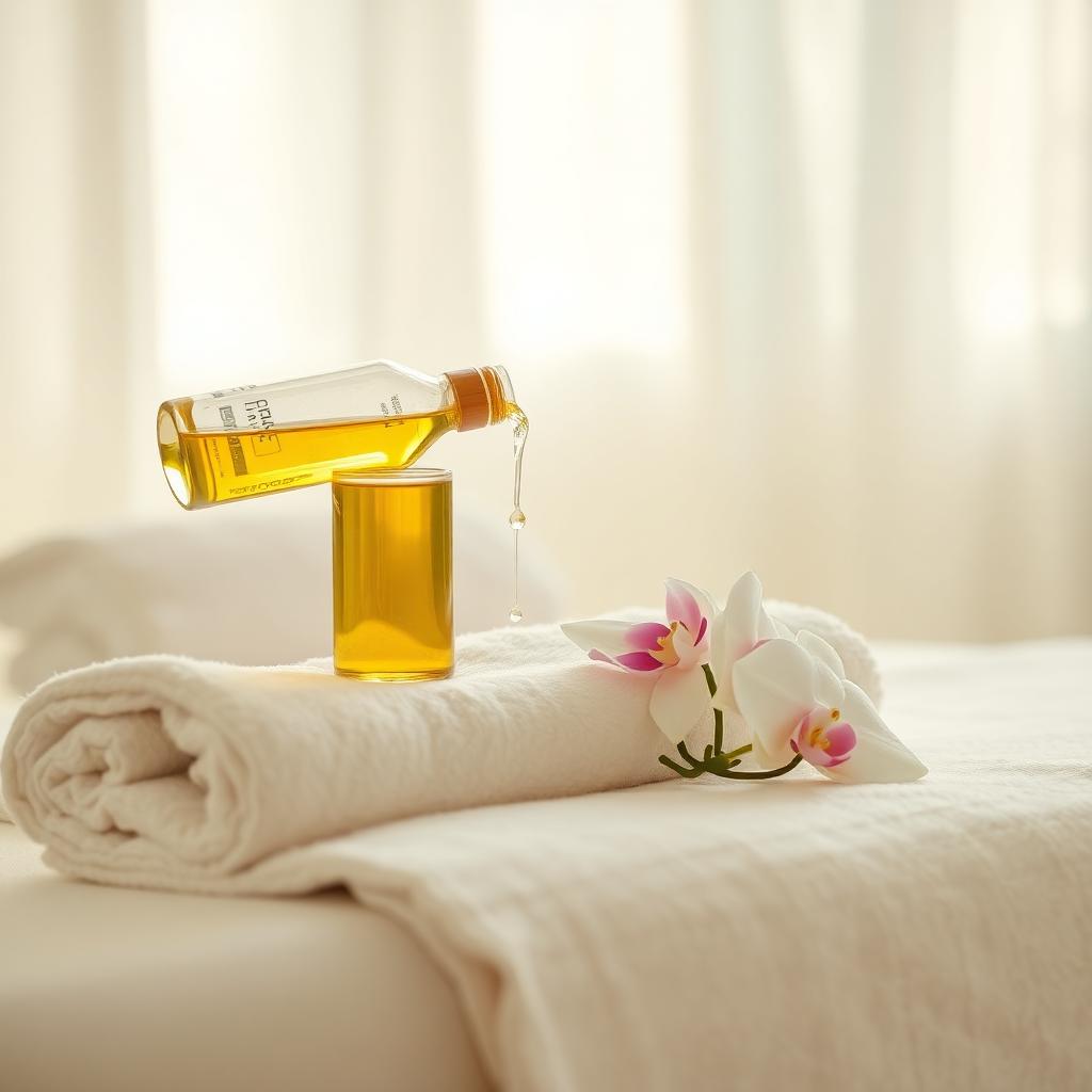 Swedish massage oil and towels